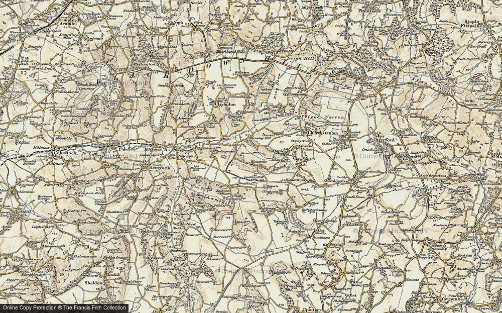 Old Map of Biscombe, 1898-1900 in 1898-1900