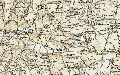 Old map of Biscombe in 1898-1900