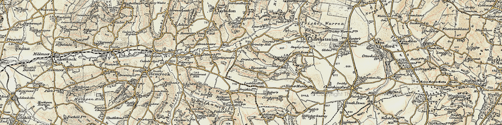 Old map of Biscombe in 1898-1900