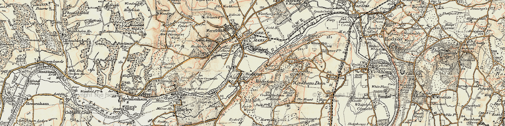 Old map of Bisham in 1897-1909