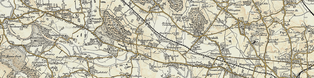 Old map of Bishon Common in 1900-1901