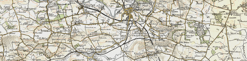 Old map of Bishop Auckland in 1903-1904