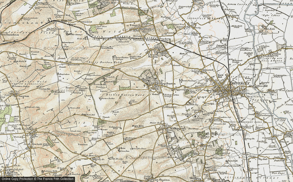 Old Map of Historic Map covering Burton Rakes in 1903-1908