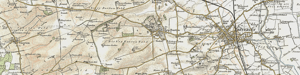 Old map of Bishop Burton in 1903-1908