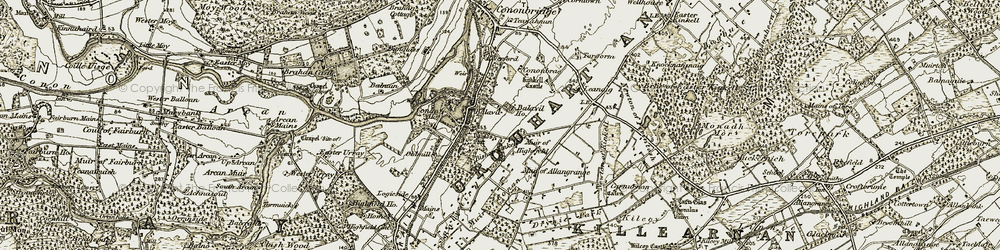 Old map of Balavil Ho in 1911-1912