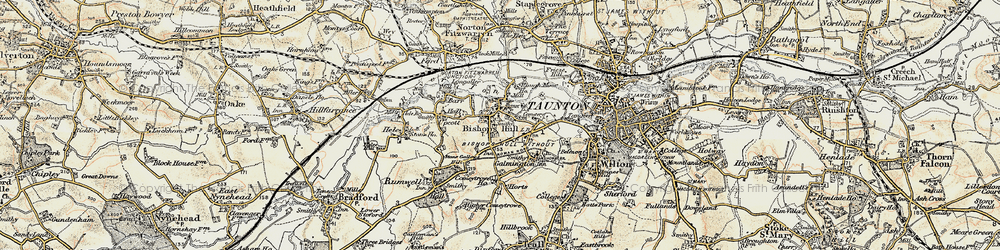 Old map of Bishop's Hull in 1898-1900
