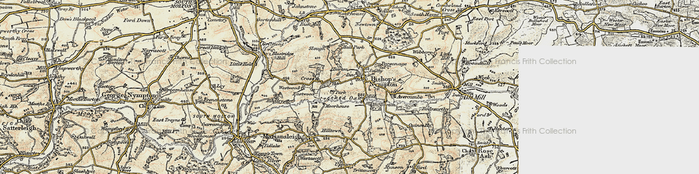 Old map of Bishop's Nympton in 1899-1900