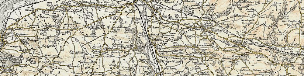 Old map of Bishop's Tawton in 1900