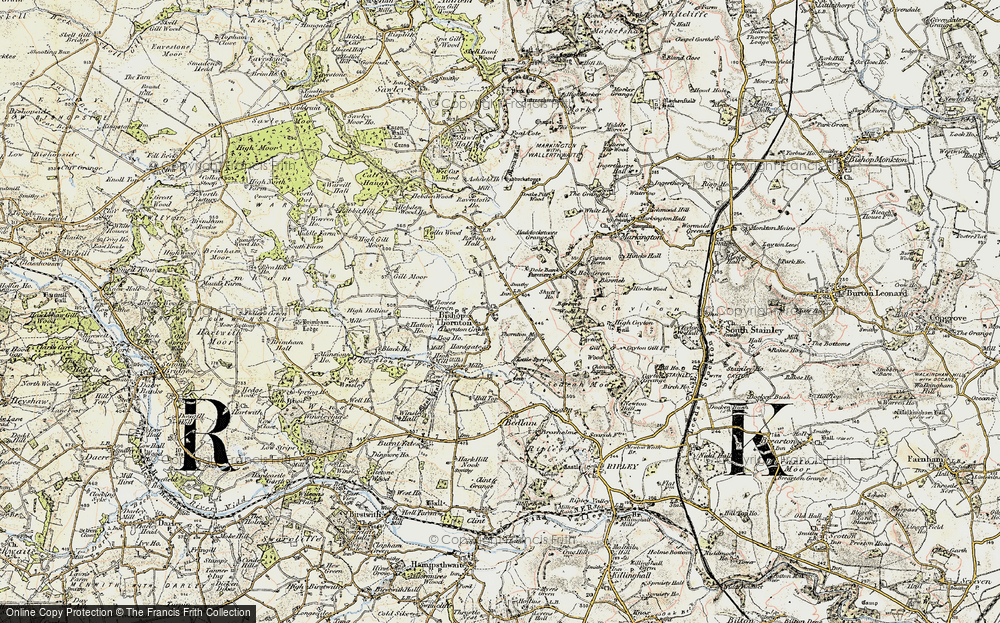 Old Map of Bishop Thornton, 1903-1904 in 1903-1904