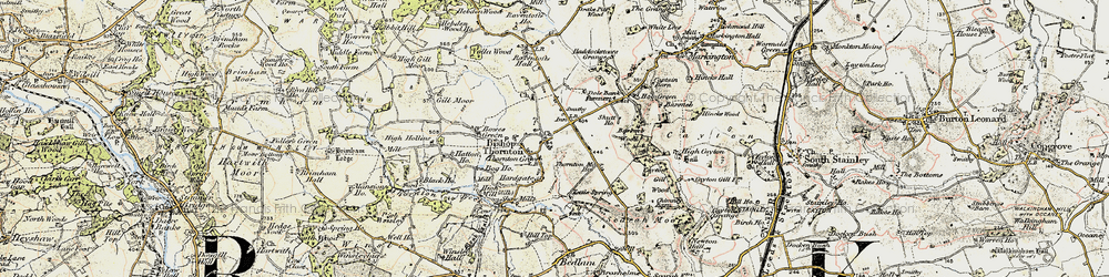 Old map of Bishop Thornton in 1903-1904
