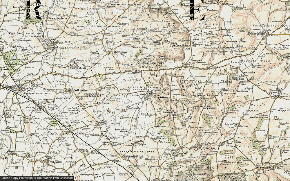 Old Map of Historic Map covering Bishop Wilton Wold in 1903-1904