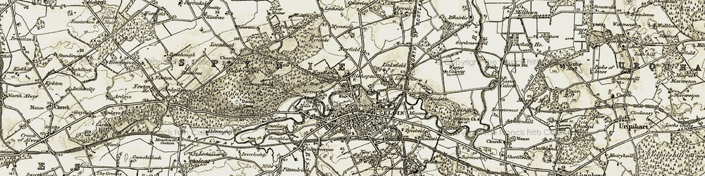 Old map of Bishopmill in 1910-1911