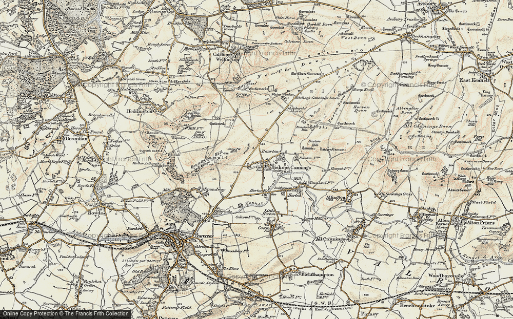 Old Map of Bishops Cannings, 1898-1899 in 1898-1899
