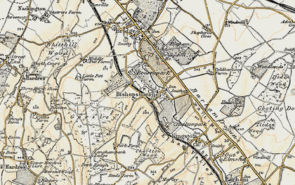 Old map of Bishopsbourne in 1898-1899