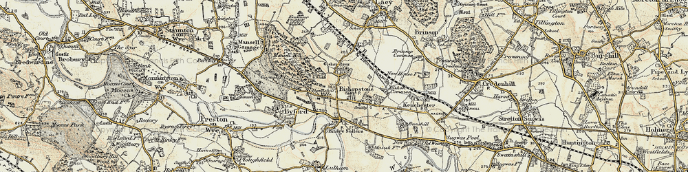 Old map of Bishopstone in 1900-1901