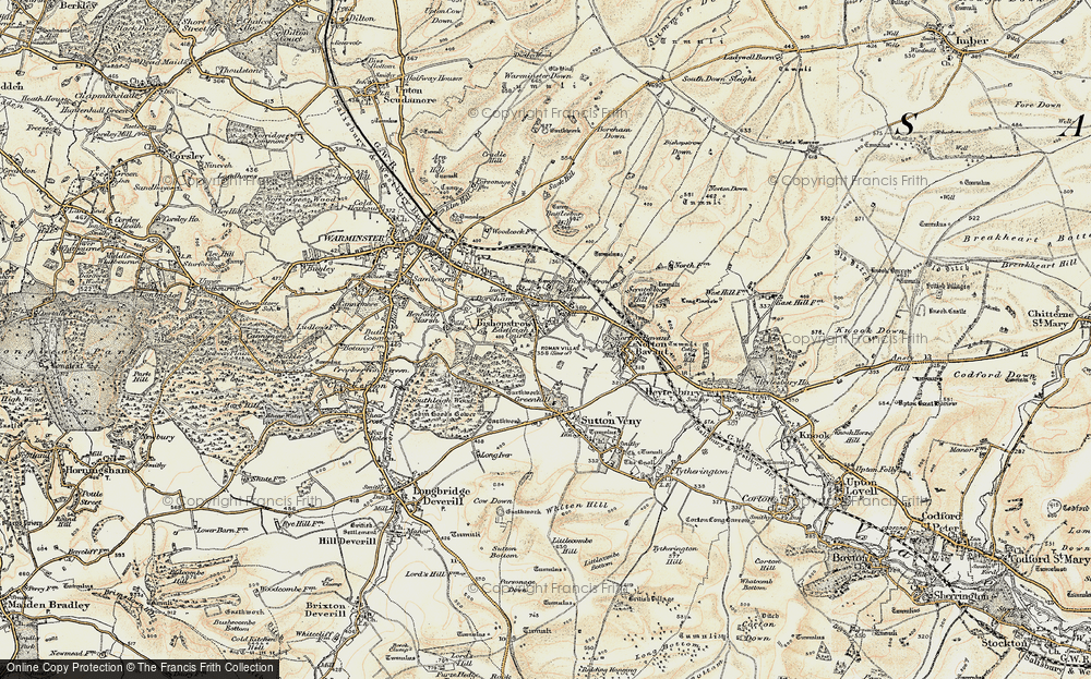 Old Map of Historic Map covering Bishopstrow Ho (Hotel) in 1897-1899