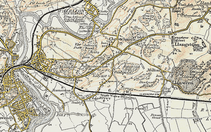 Old map of Bishpool in 1899-1900