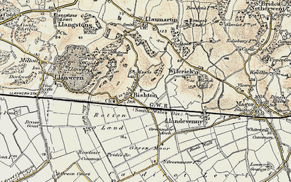 Old map of Bishton in 1899-1900