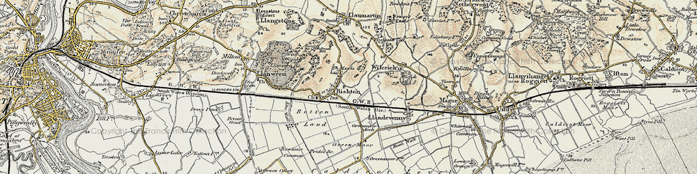 Old map of Bishton in 1899-1900
