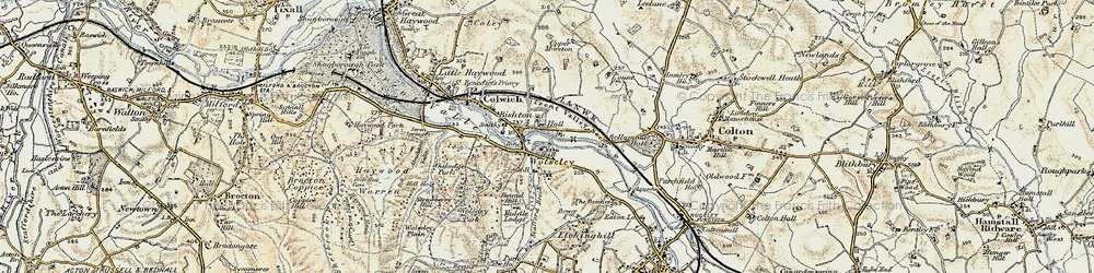 Old map of Bishton in 1902
