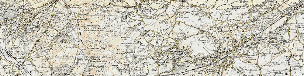 Old map of Bisley in 1897-1909