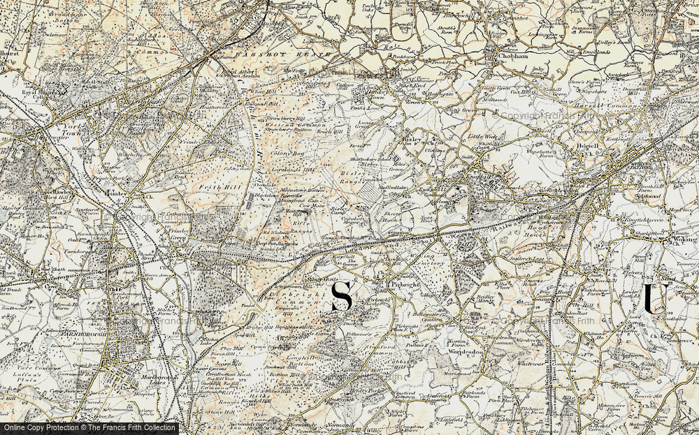 Old Map of Bisley Camp (National Shooting Centre), 1897-1909 in 1897-1909