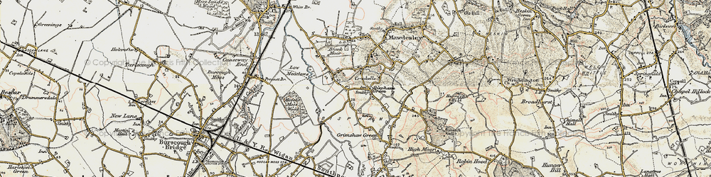 Old map of Bispham Green in 1902-1903