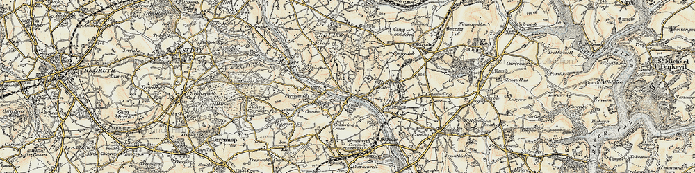Old map of Bissoe in 1900