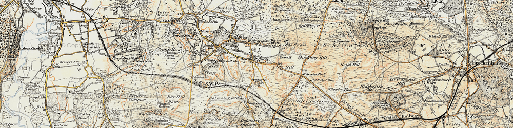 Old map of Bisterne Close in 1897-1909
