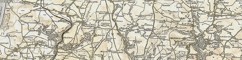 Old map of West Stowford Barton in 1900