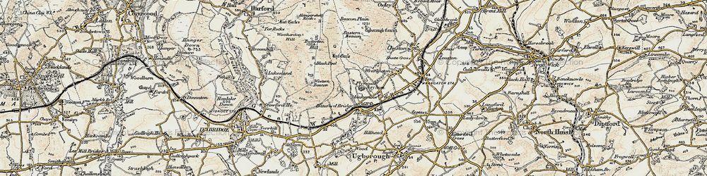 Old map of Butterdon Hill in 1899-1900