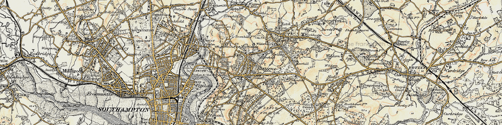 Old map of Bitterne in 1897-1909