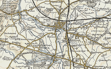 Old map of Bitterscote in 1901-1902