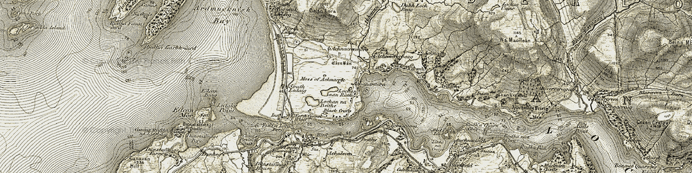 Old map of Achnacree Bay in 1906-1908