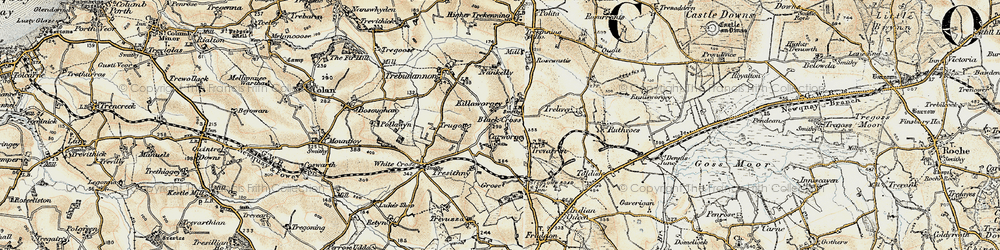 Old map of Black Cross in 1900