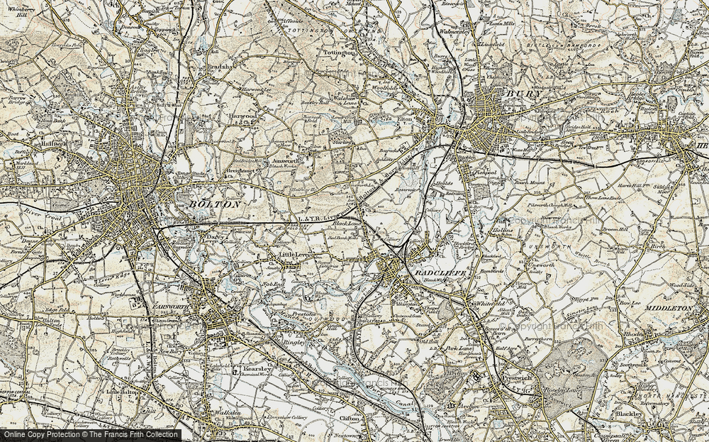 Old Map of Black Lane, 1903 in 1903