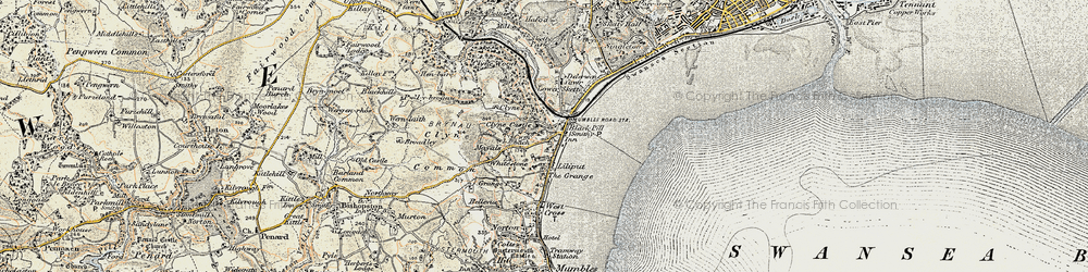 Old map of Black Pill in 1900-1901