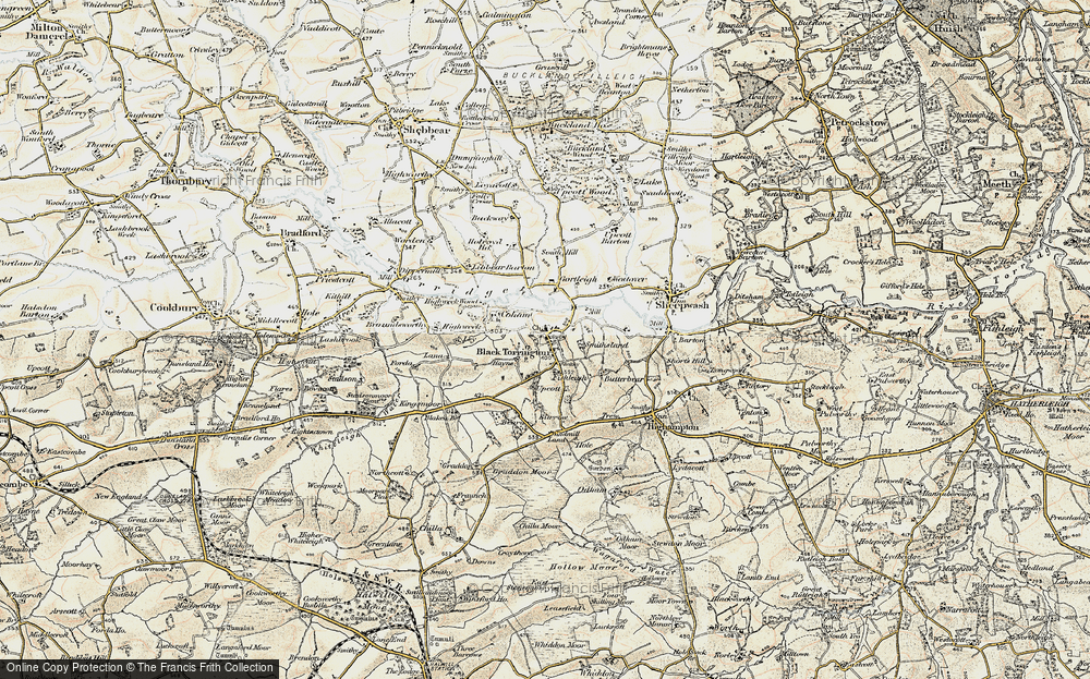 Old Map of Historic Map covering Libbear Barton in 1900