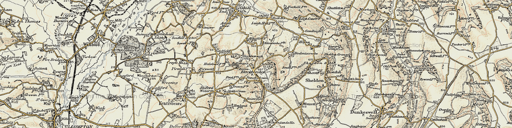 Old map of Blackborough in 1898-1900