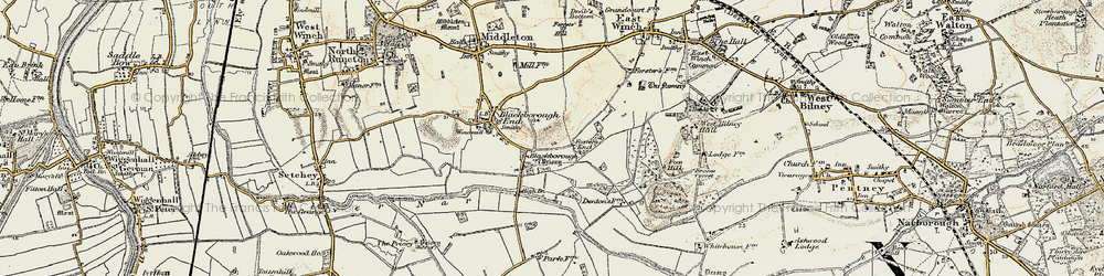 Old map of Blackborough in 1901-1902