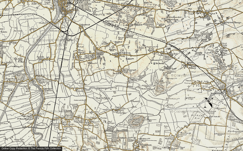 Old Map of Blackborough End, 1901-1902 in 1901-1902