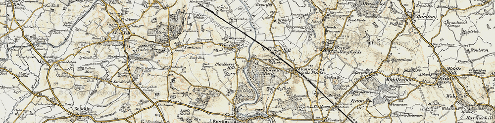 Old map of Blackbow Hill in 1902