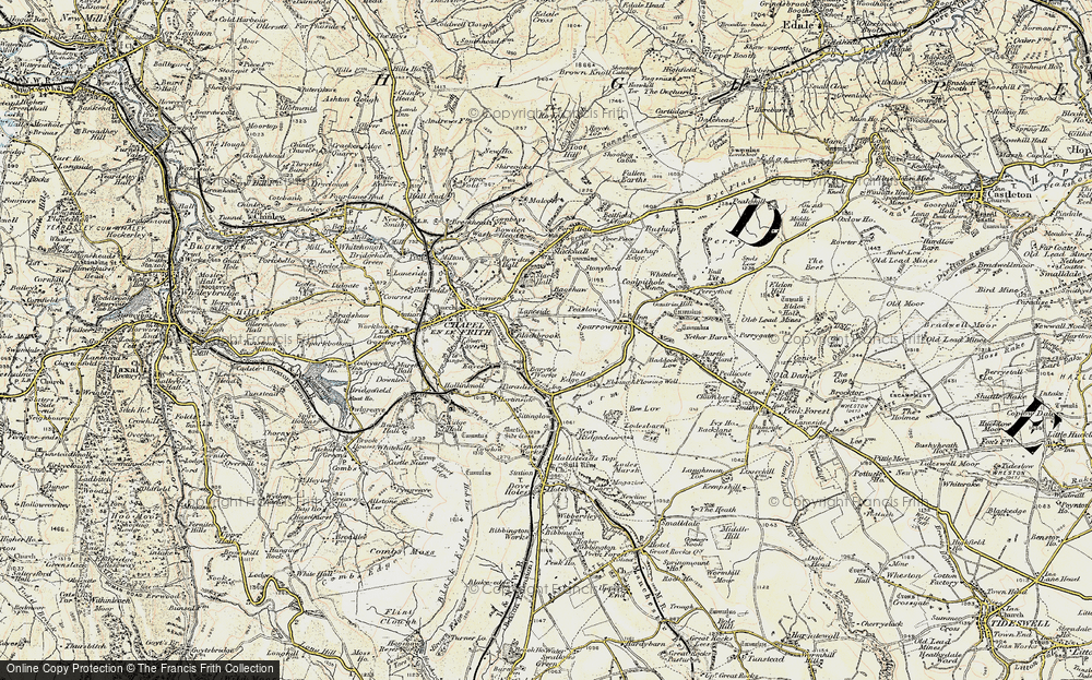 Old Map of Historic Map covering Barmoor Clough in 1902-1903