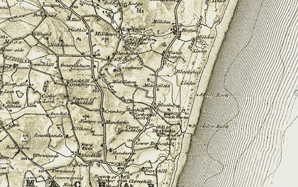 Old map of Blackdog Burn in 1909-1910
