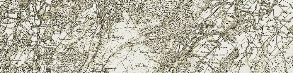 Old map of Altourie in 1908-1912