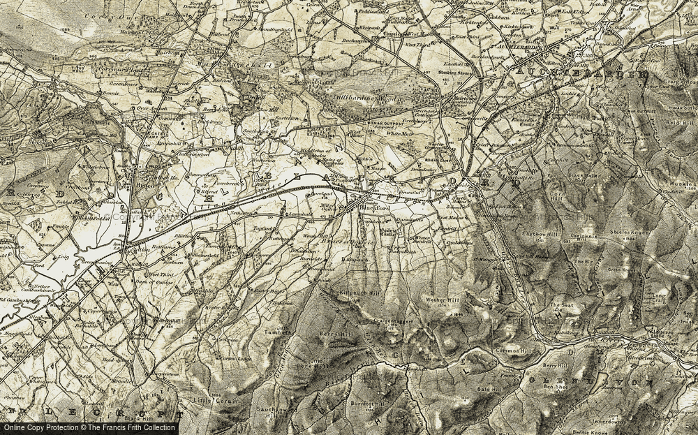 Old Map of Historic Map covering Brookfield Ho in 1906-1907