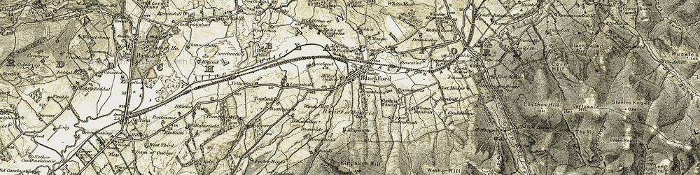 Old map of Allan Water in 1906-1907