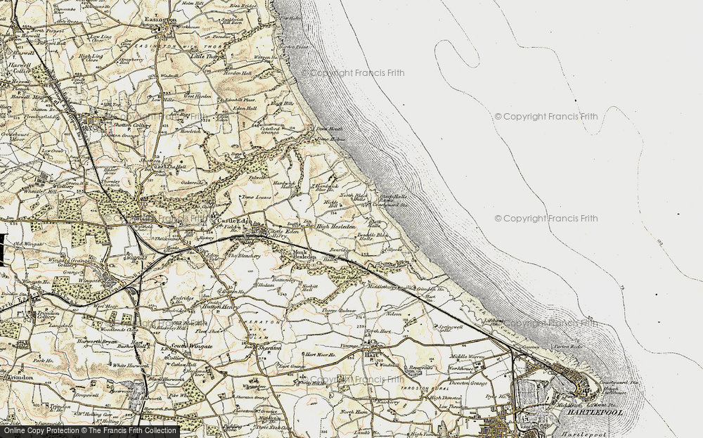 Old Map of Blackhall Rocks, 1901-1904 in 1901-1904