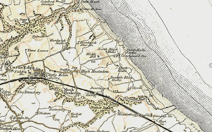 Old map of Blackhall Rocks in 1901-1904