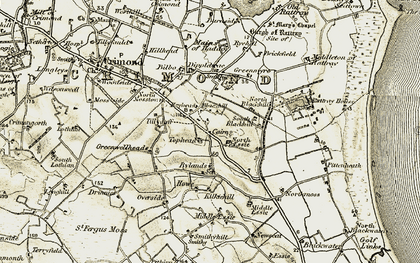 Old map of Blackhill in 1909-1910